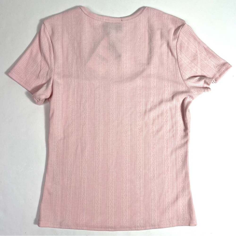 NWT Tuckernuck Pointelle Bridgette Scoop Neck Tee Pink Size XS - Picture 4 of 8